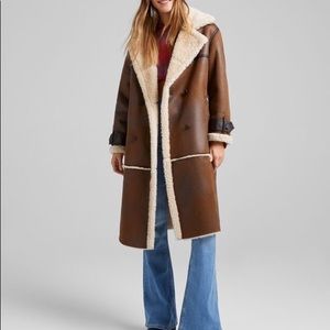 Long faux shearling coat